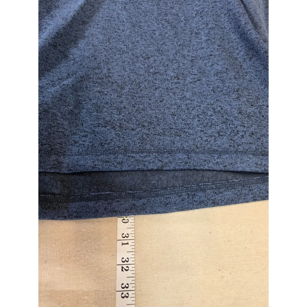 Eddie Bauer Mens Blue Heathered 1/4 Zip Fleece Pullover Sweater Large Pocket